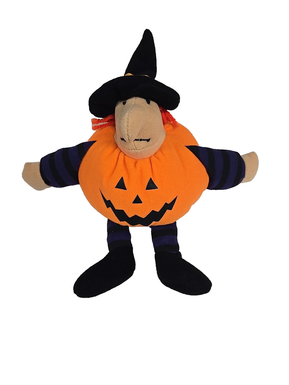 Toy Hut Vintage Halloween Witch Pumpkin Jack O Lantern Plush Stuffed Toy 6 Inch